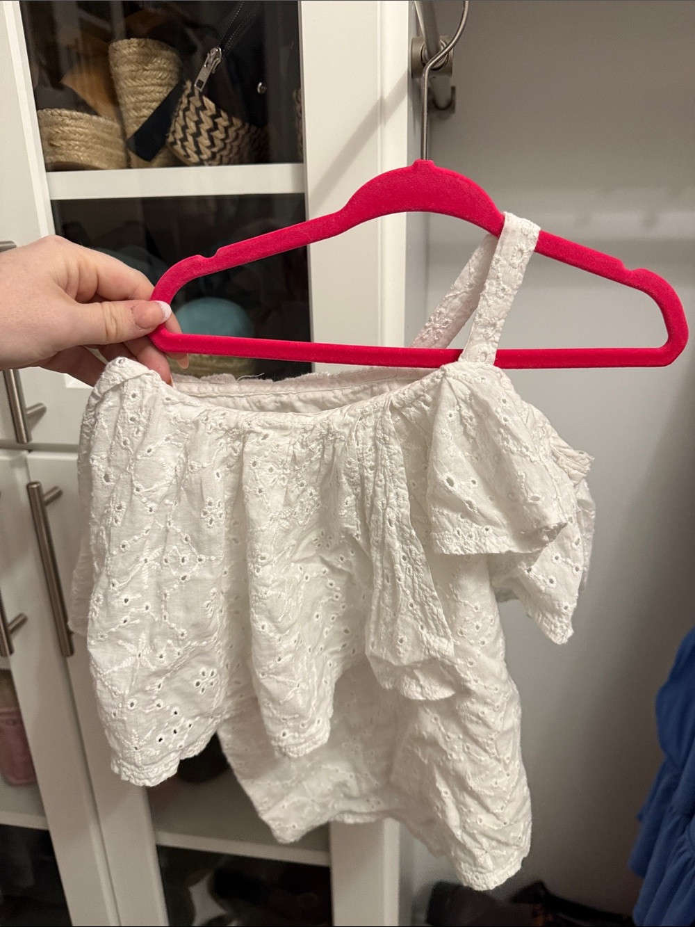 Habitual White Eyelet One-Shoulder Ruffle Camisole